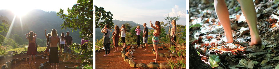 sungazing barefoot walking Costa Rica