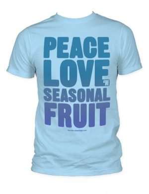 Baby Blue Peace Love n Seasonal Fruit t shirt