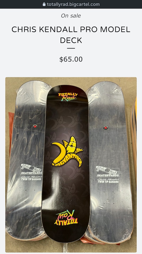 Chris Kendall Pro Model Totally Rad Skateboards