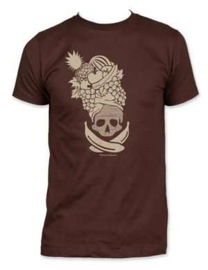 Fruit Skull T shirt Brown