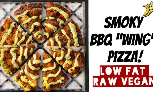 Smoky BBQ “wing” Pizza, Low Fat Raw Vegan