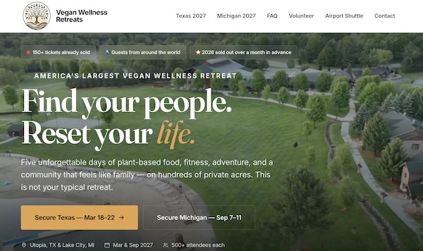 Vegan wellness retreat 2027