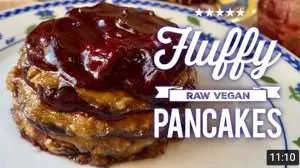 The Best Raw Vegan Pancake Recipe + Bonus Berry Syrup! 2 renys pancakes